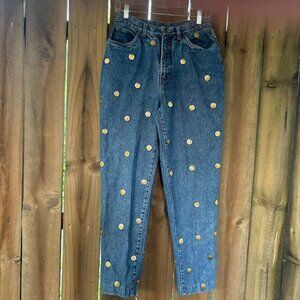 Vintage 80s COIN EMBELLISHED High Waist Taper Leg JEANS  28" x  28"